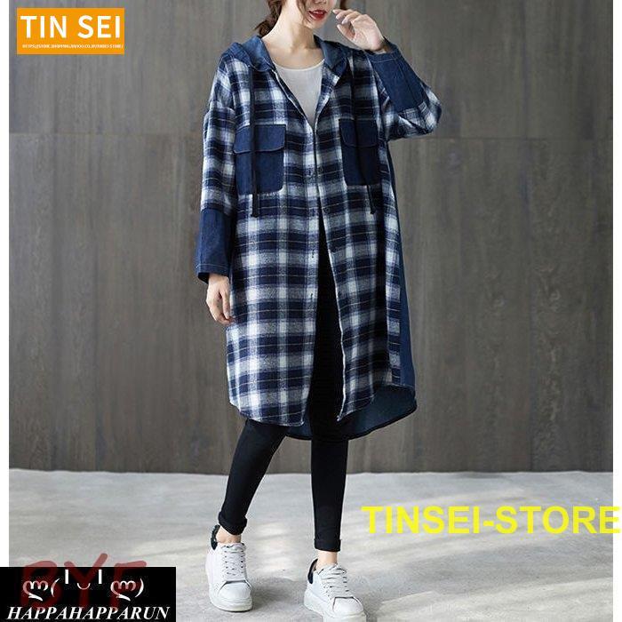  trench coat lady's spring coat long sleeve long height check pattern Denim feather woven large size easy put on .. commuting office casual beautiful . spring autumn 
