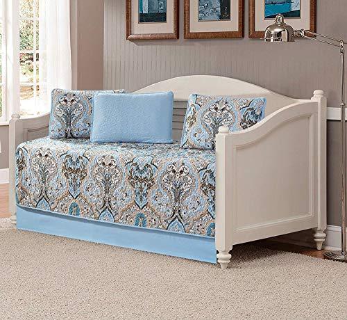 珍しい Luxury 素敵な商品を海外より最短でお取り寄せ Home トープ ブルー 花柄プリント デイベッドキルトリバーシブルベッドカバー 5点セット Collection シーツ カバー Www Reinnec Cl