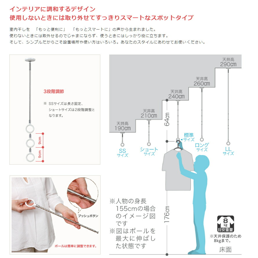  interior clotheshorse ceiling attaching SPCLL-W 1 box 2 pcs insertion white for interior ho screen thin type stylish stylish spot type Kawaguchi technical research institute 