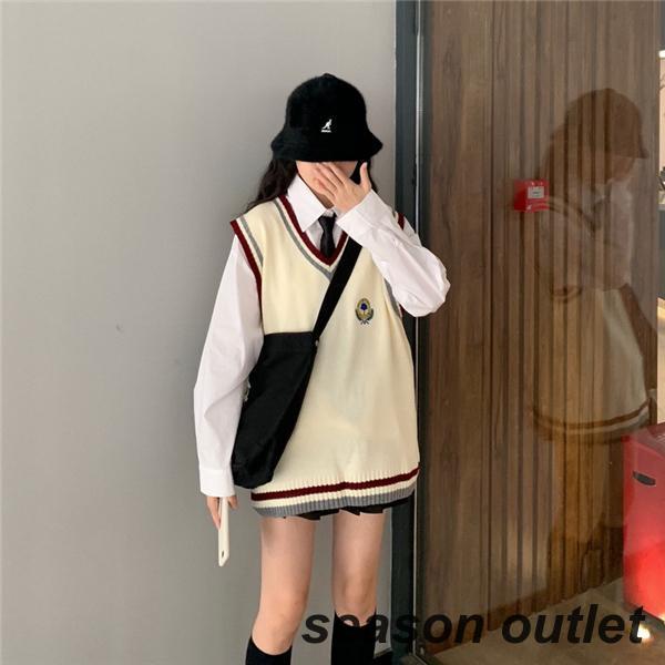  school vest woman knitted the best V neck student lady's uniform the best high school student junior high school student plain sweater large size . taking . color scheme pretty 