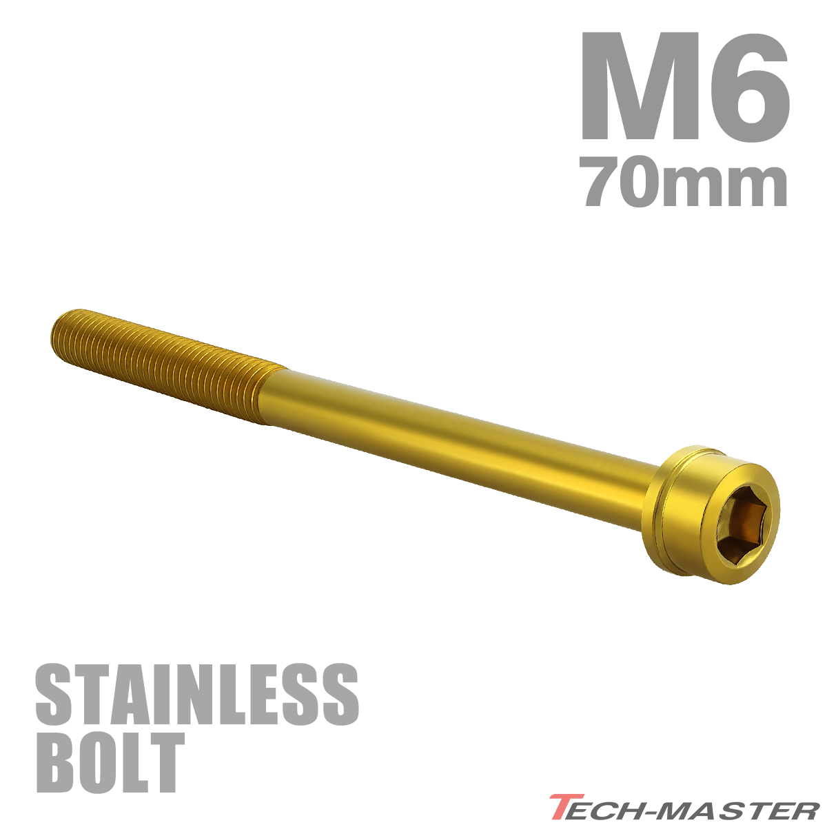  нержавеющая сталь болт M6×70mm P1.0 тонкий head колпак болт Gold цвет TB1041
