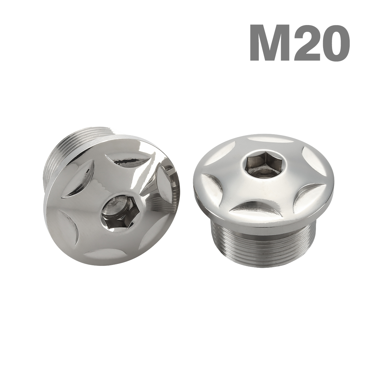  front fork top cap bolt M20×10mm left right set made of stainless steel silver color TH0107