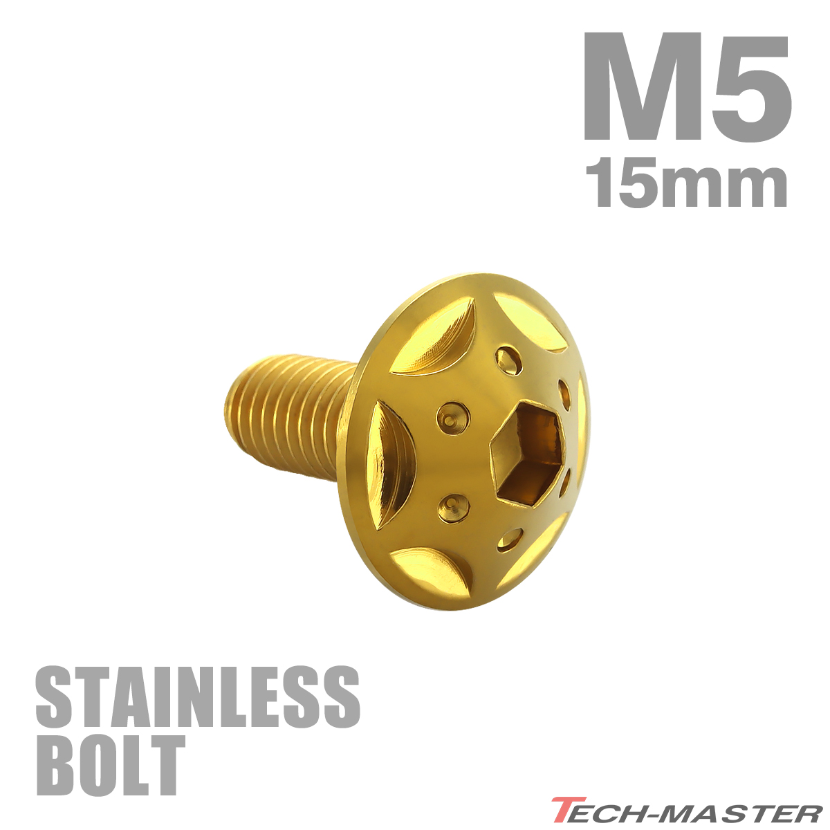  нержавеющая сталь болт M5×15mm P0.8 кнопка болт Star отверстие head Gold цвет TR0229