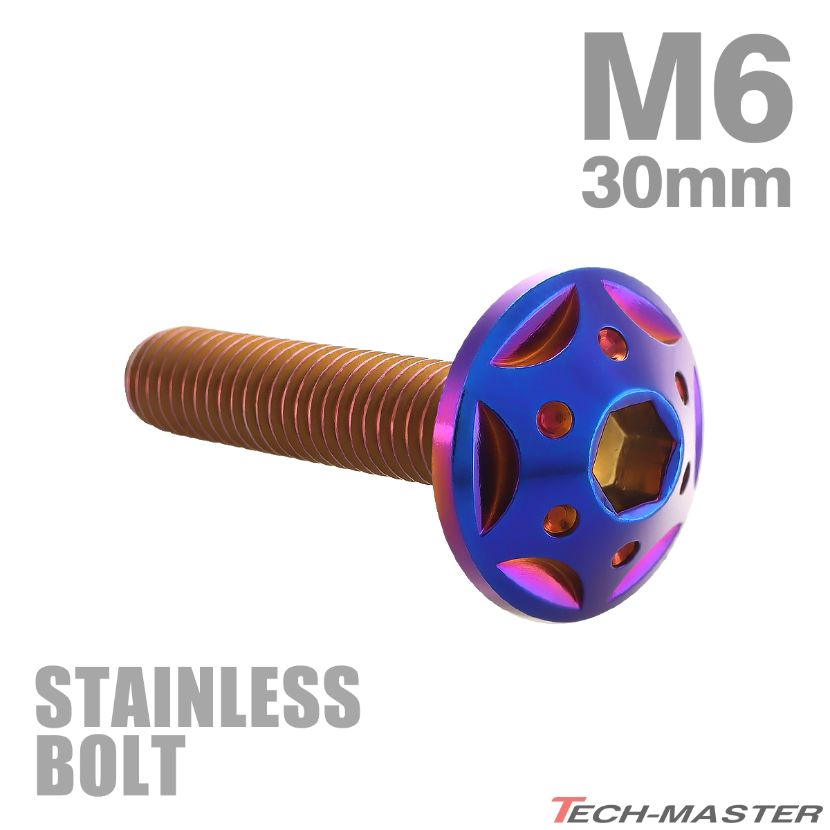  нержавеющая сталь болт M6×30mm P1.0 кнопка болт Star отверстие head жарение titanium цвет TR0251