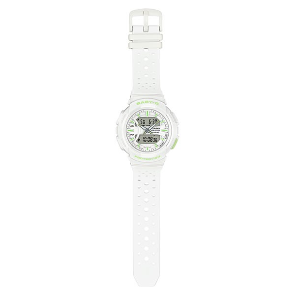 人気在庫 Baby-G 白 ホワイト 緑 グリーン ウレタン 腕時計 メンズ 
