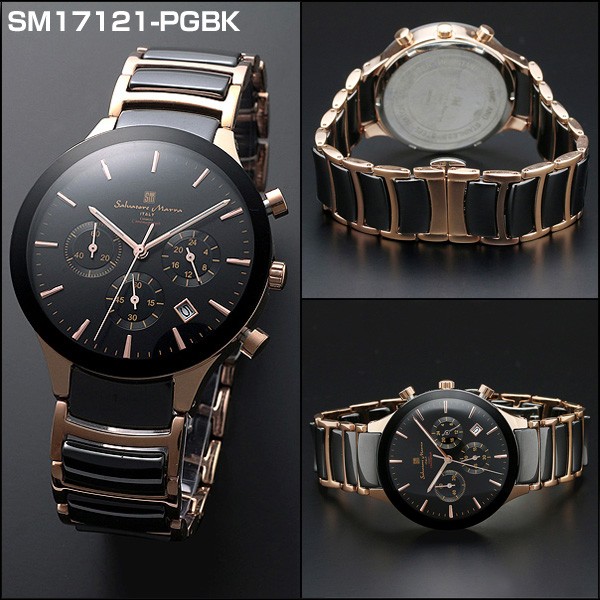 イタリアの Salvatore ブラック 白 ホワイト ピンクゴールド 銀 シルバー 腕時計 メンズ アクセの加藤時計店 通販 Marra サルバトーレマーラ カレンダー Sm アナログ メンズ 腕時計 国内正規品 メタル 黒 をよしとせ
