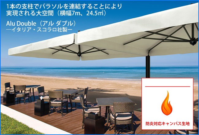  Italy made high class parasol /Alu Double[aru double / fire prevention correspondence commodity ]( sunshade, quotient industry facility oriented large parasol, Scola ro Japan )* parasol base * including carriage price 