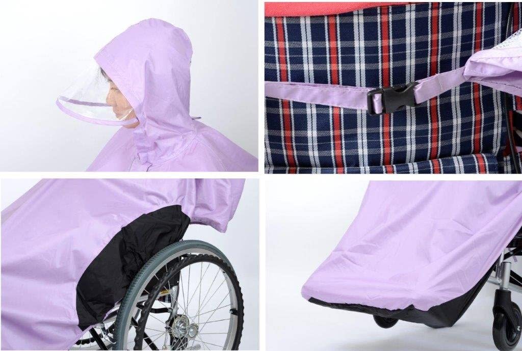  laughing peace total reverse side mesh attaching RAKU rain / SR-100PM M purple high performance wheelchair for rainwear 