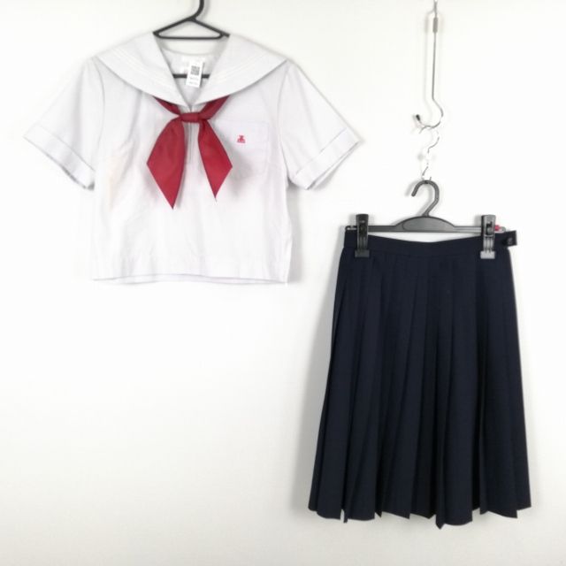  sailor suit skirt scarf top and bottom 3 point set summer thing white 3ps.@ line woman school uniform Hyogo Himeji higashi high school white uniform used rank C NA4356