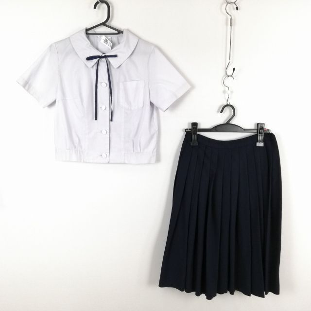  blouse skirt cord Thai top and bottom 3 point set M summer thing woman school uniform middle . high school white uniform used rank C NA4697