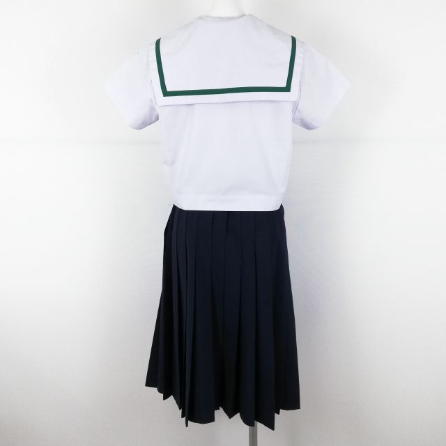  sailor suit skirt scarf top and bottom 3 point set summer thing green 1 pcs line woman school uniform middle . high school white uniform used rank C NA6085