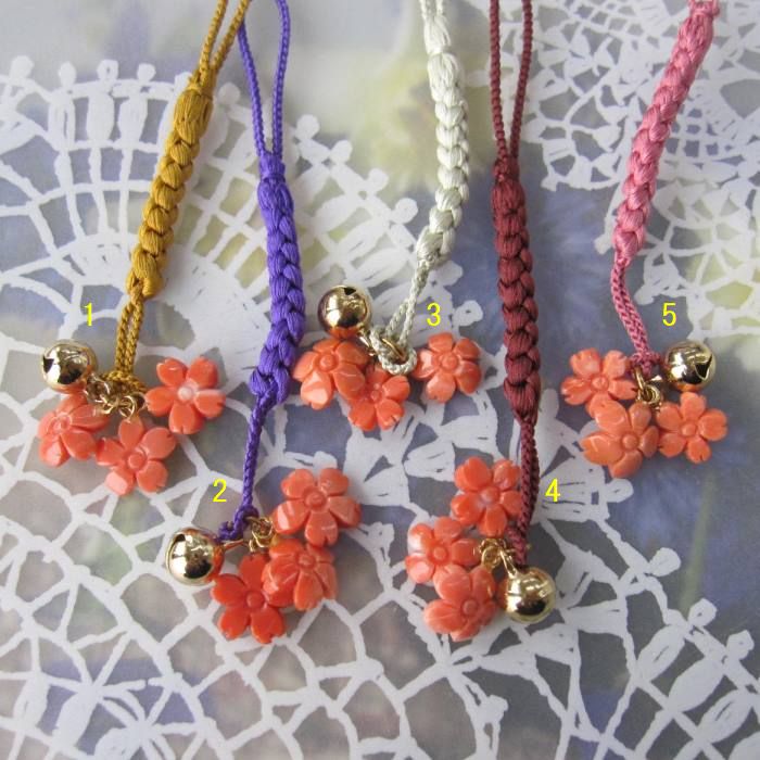  pretty peach coral Sakura. flower. amulet netsuke / better fortune /../. except ./ peace small articles / obi decoration /..