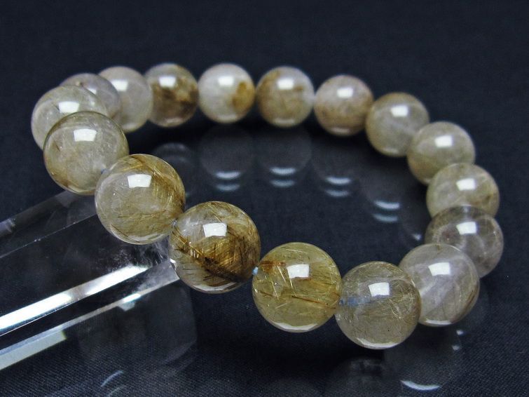 プラチナルチルクォーツ ブレスレット 13mm 一点物 送料無料 111-29760