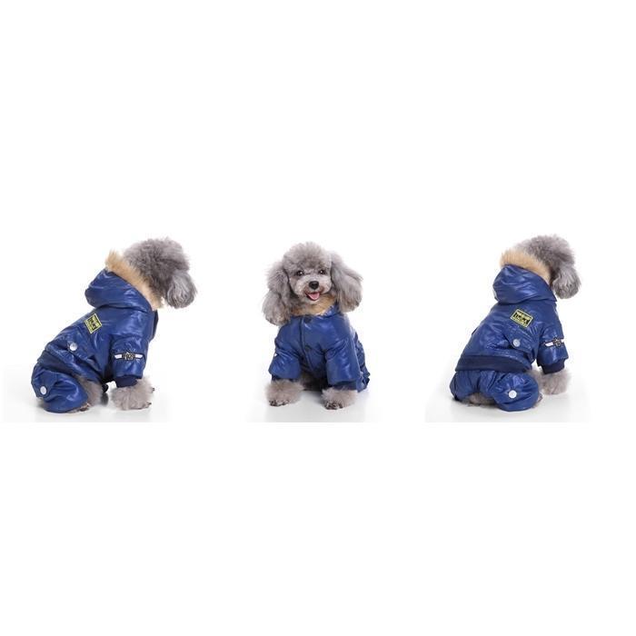  dog clothes dog. clothes winter clothes protection against cold coat four sole boa fur hood coveralls sweatshirt Parker coverall military jacket cotton clothes 