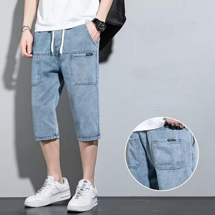 укороченные брюки Denim мужской Denim брюки 7 минут длина мужской шорты мужской колено внизу шорты Denim 7 минут длина Denim брюки 