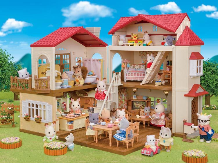  Sylvanian Families red roof. large . house - roof reverse side is secret. . part shop -( wrapping object out ) [CP-KS] is -51