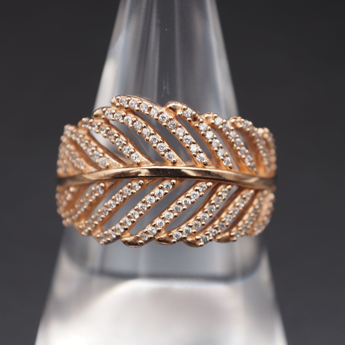 H302 PANDORA хлеб гонг + ALE R 56 печать кольцо стразы перо rose Gold дизайн кольцо 15~16 номер 