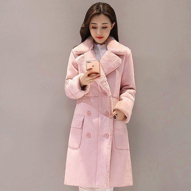  пальто женский мутоновое пальто зима одежда обратная сторона боа теплый длинное пальто искусственный мех внешний розовый серый модный 20 плата 30 плата 40 плата 