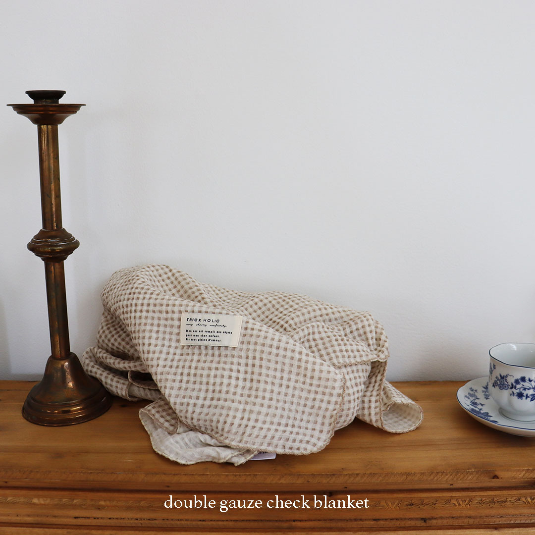 [1 пункт до кошка pohs возможно ]double gauze check blanket( примерно 135×85cm) проверка марля хлопок подлинный Корея производства оригинал покрывало TRICK HOLIC