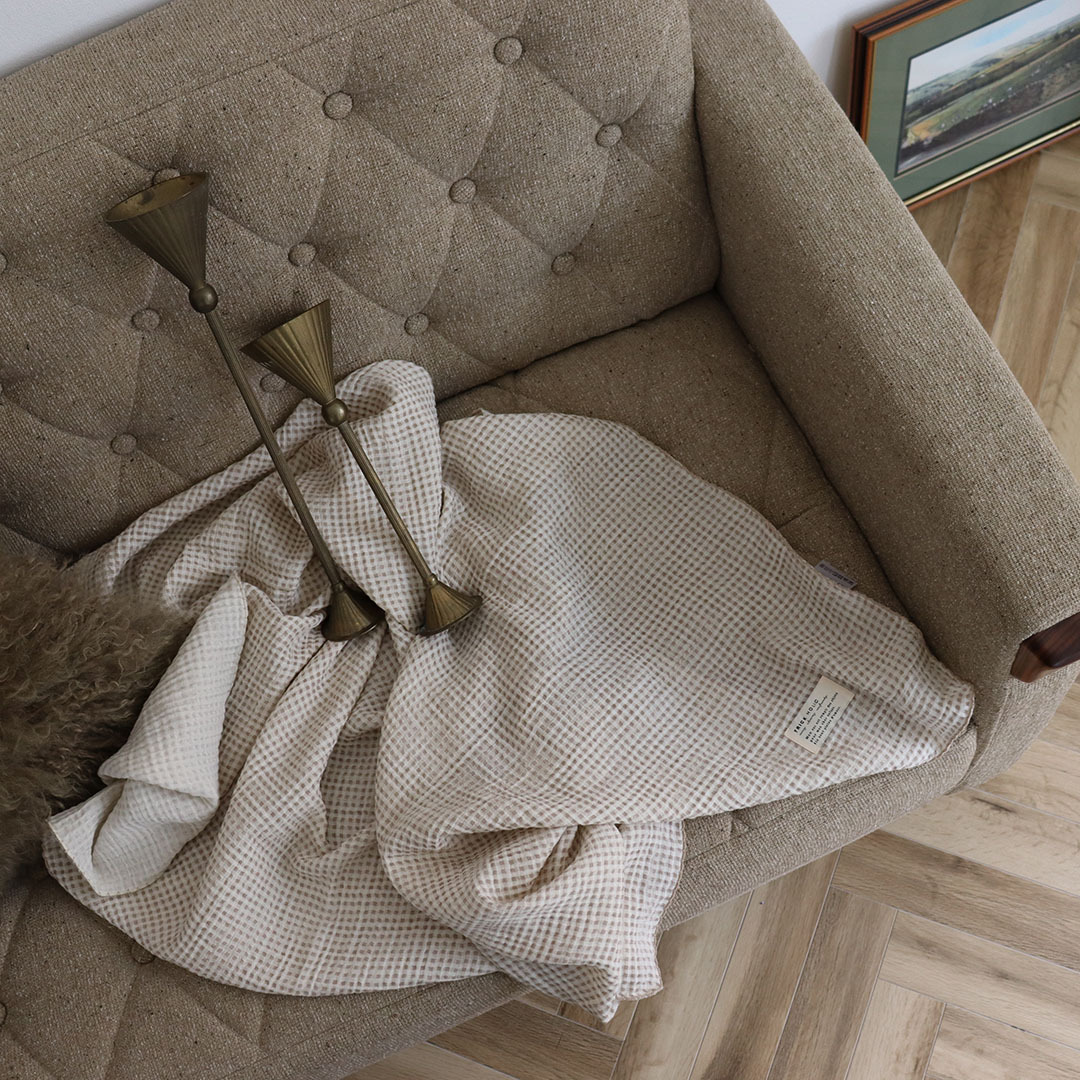 [1 пункт до кошка pohs возможно ]double gauze check blanket( примерно 135×85cm) проверка марля хлопок подлинный Корея производства оригинал покрывало TRICK HOLIC