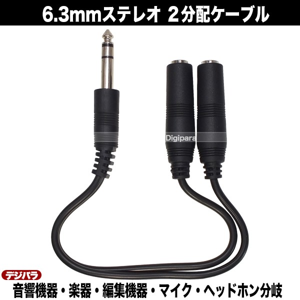 6.3mm stereo 2 sharing cable 6.3mm( male )-6.3mm( female )x2 total length : approximately 20cm headphone speaker sharing musical instruments sound editing etc. ZUUN 63SZCY