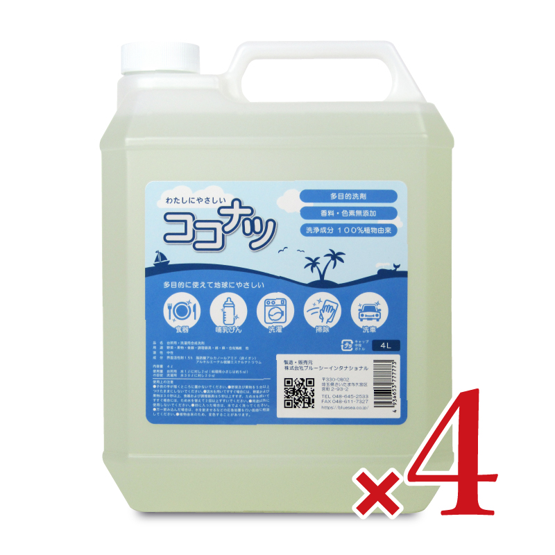 ブルーシー ココナツ洗剤 4L × 4個 マルチクリーナーの商品画像