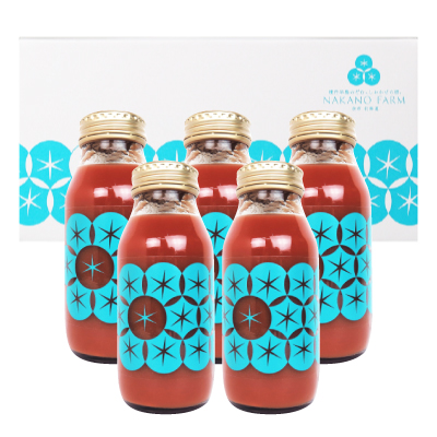 中野ファーム 高級トマトジュース 余市SUNSET 食塩無添加 180ml×5本 瓶 野菜ジュースの商品画像