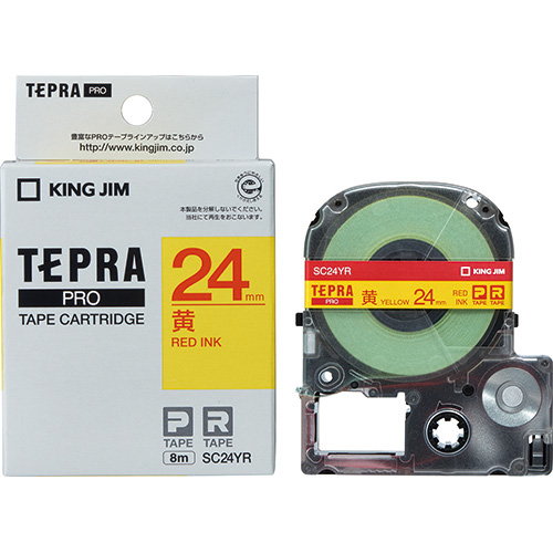 KING JIM テプラ PROテープカートリッジ SC24YR 24mm（パステル・黄・赤文字）×1個 テプラ TEPRA PRO ラベルプリンター、ラベルライターの商品画像