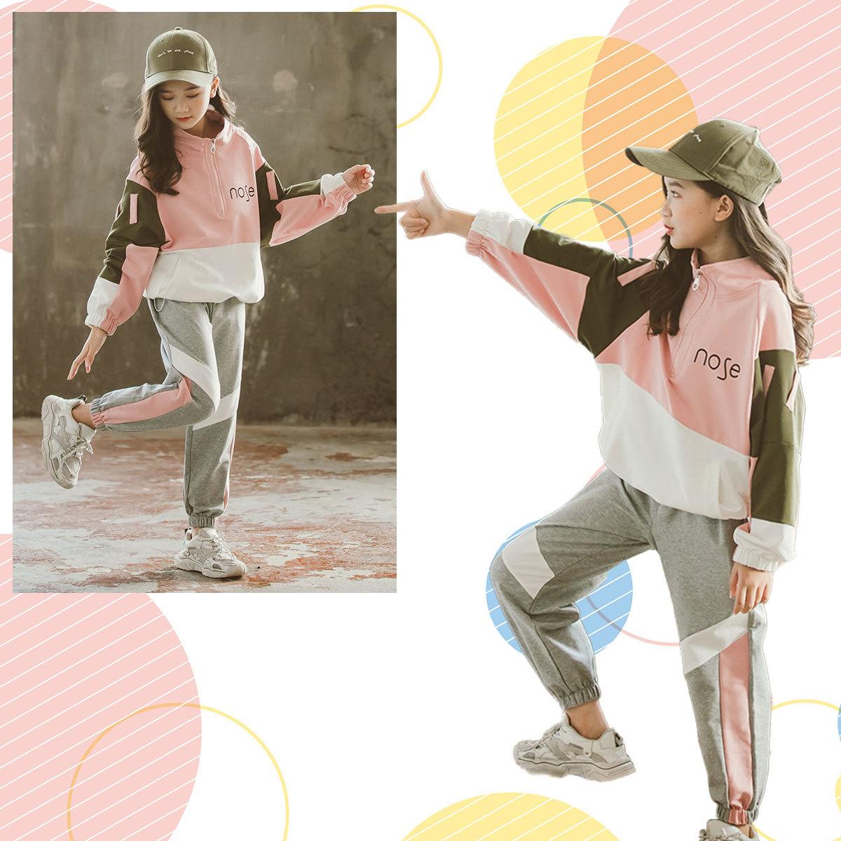  Корея способ ребенок одежда девочка выставить 2 позиций комплект верх и низ в комплекте Kids тренировочный футболка леггинсы ребенок ... салон одежда обычно надеты (nose)