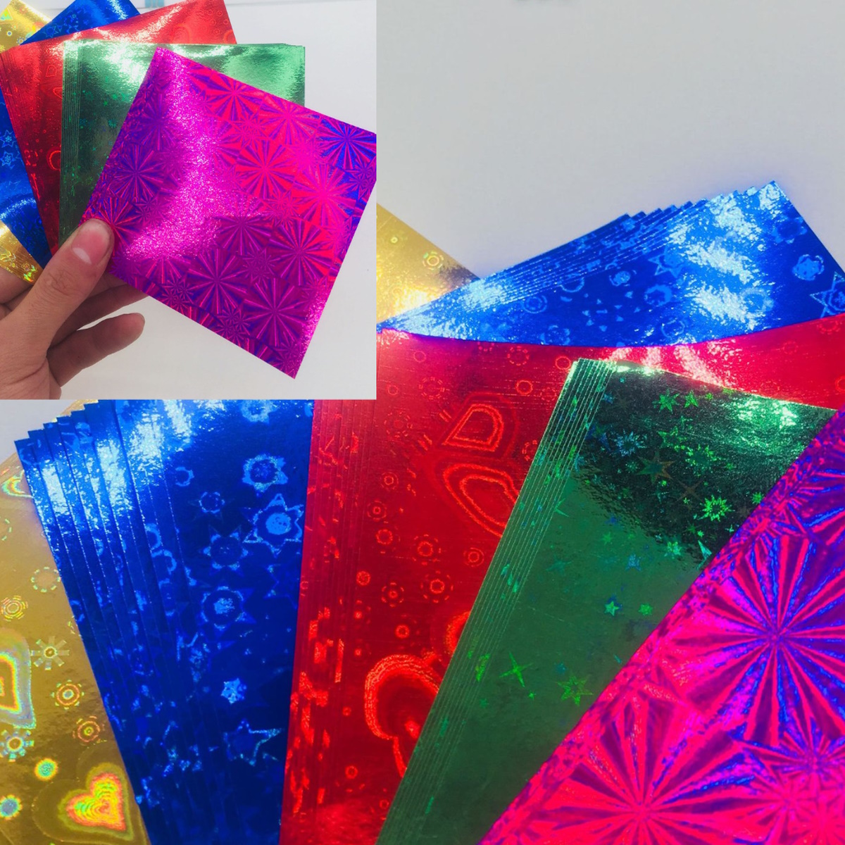  origami Kirakira 15cm×15cm rainbow color Aurora pattern pattern one side colorful 100 pieces set free shipping 