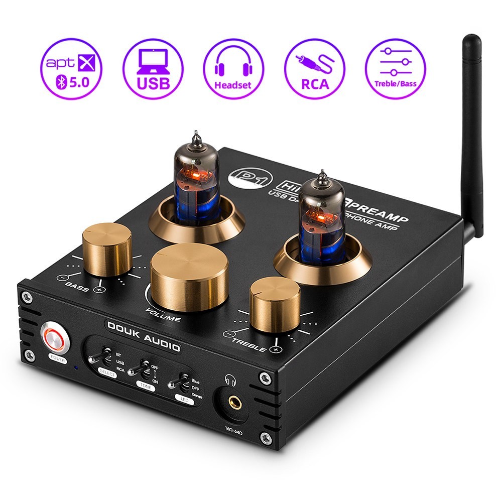 Douk Audio P1 HiFi Bluetooth 5.0 vacuum tube pre-amplifier USB DAC APTX pre-amplifier 