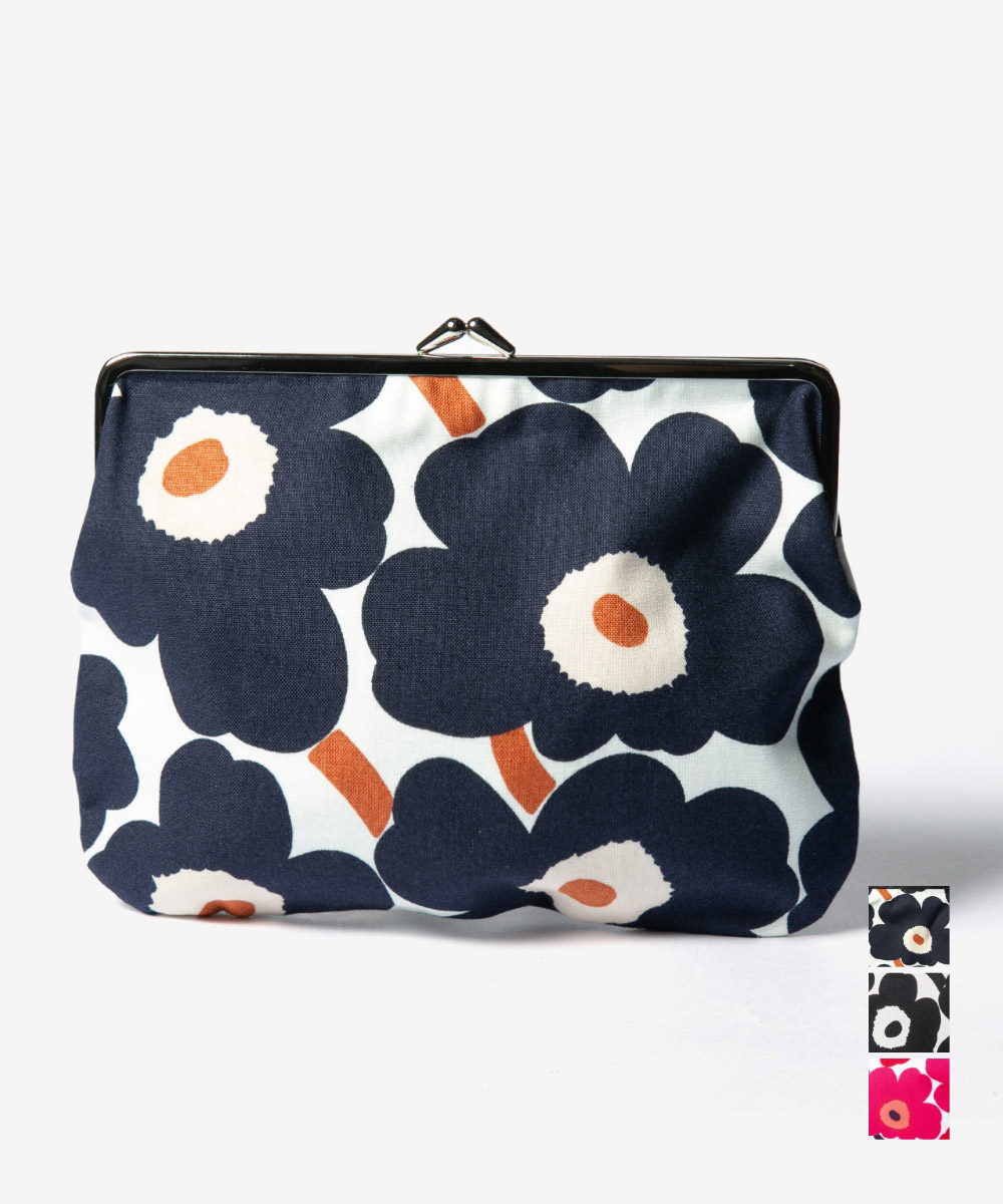 marimekko Puolikas Kukkaro Mini Unikko がま口ポーチ（ブラック×ホワイト）の商品画像