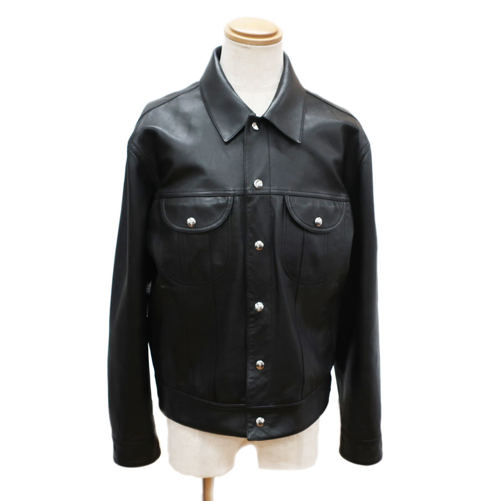 [ Tempaku ] Celine leather jacket jacket black size 50 sheep leather lambskin apparel clothes outer 