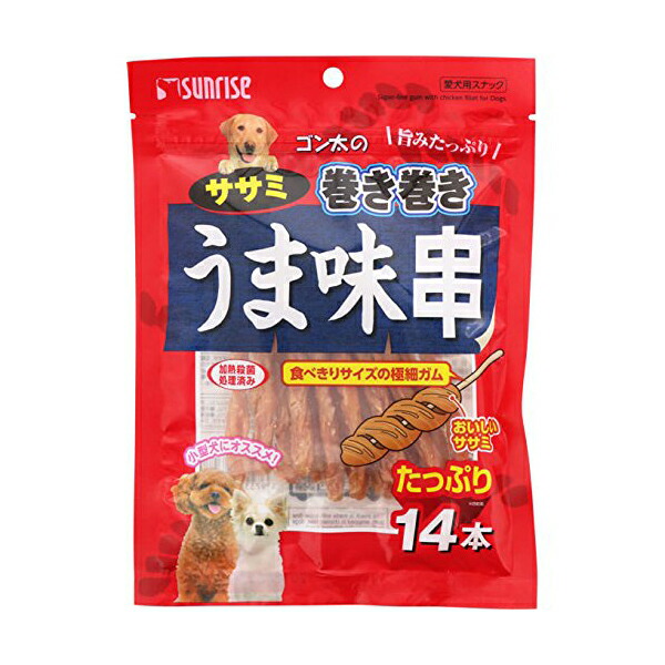 マルカン ゴン太のササミ巻き巻き うま味串 14本×1個 犬用おやつ、ガムの商品画像