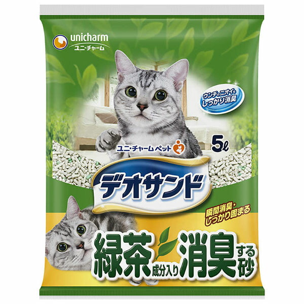 ユニ・チャーム デオサンド 緑茶成分入り 消臭する砂 5L×6個 猫砂の商品画像