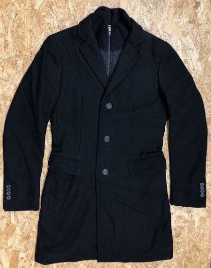  Banana Republic BANANA REPUBLIC Пальто Честерфилд часть Layered ( переустановка возможно ) плечо накладка одноцветный длинный рукав маленький размер XS размер чёрный мужской 