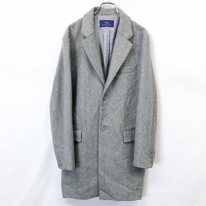  item s Urban Research ITEMS URBAN RESEARCH Пальто Честерфилд кнопка останавливать длинный рукав шерсть × поли × акрил и т.п. 40. серый мужской 