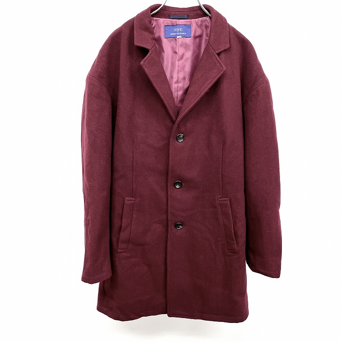  item s Urban Research ITEMS URBAN RESEARCH melt n Пальто Честерфилд длинный рукав шерсть × нейлон 38 wine red серия красный серия мужской 