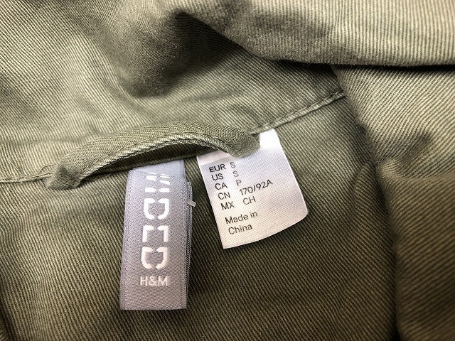 H&amp;M H and M M женский ( мужской?) несколько тонкий с высоким воротником подкладка иметь милитари жакет длинный рукав зеленый * хаки × черный 
