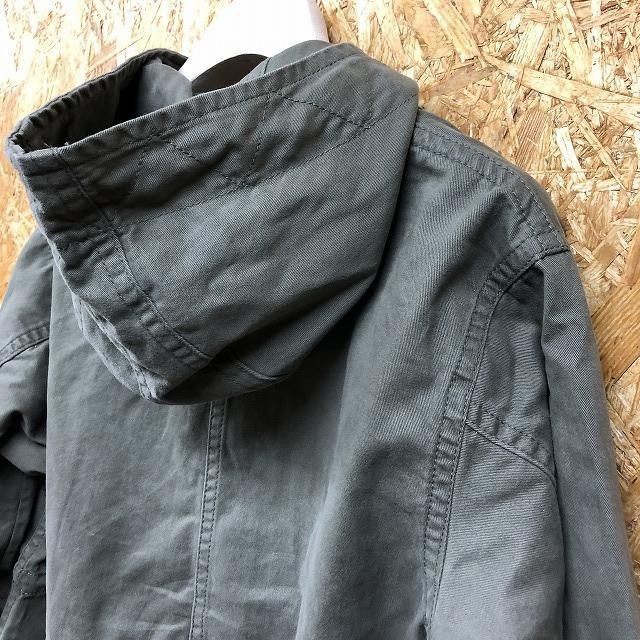 GU GU S размер женский Mod's Coat подкладка * подкладка нет модель точка кнопка × Zip Parker длинный рукав хлопок 100% зеленый * хаки серия 