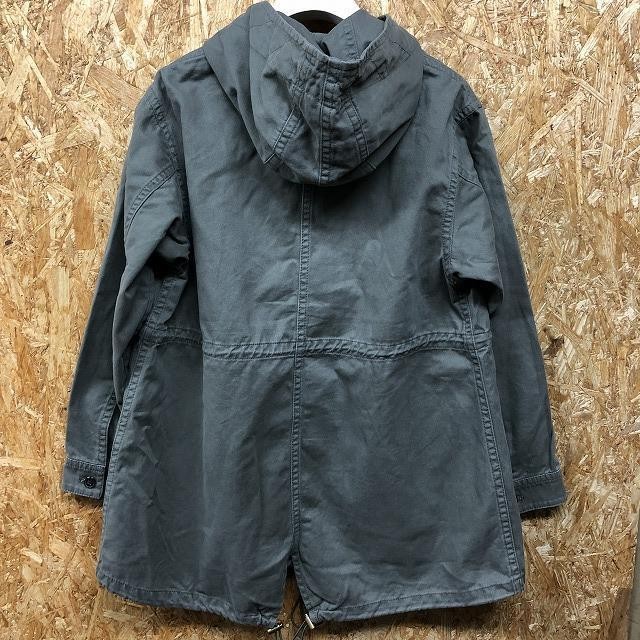 GU GU S размер женский Mod's Coat подкладка * подкладка нет модель точка кнопка × Zip Parker длинный рукав хлопок 100% зеленый * хаки серия 