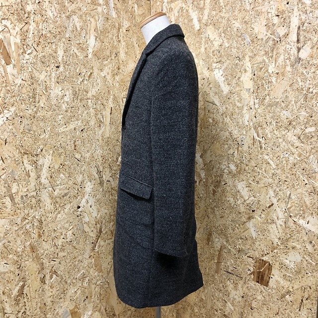  H and M H&M Пальто Честерфилд колено длина пальто подкладка имеется длинный рукав одноцветный полиэстер × шерсть 34Rme Ran ji темно-серый мужской 
