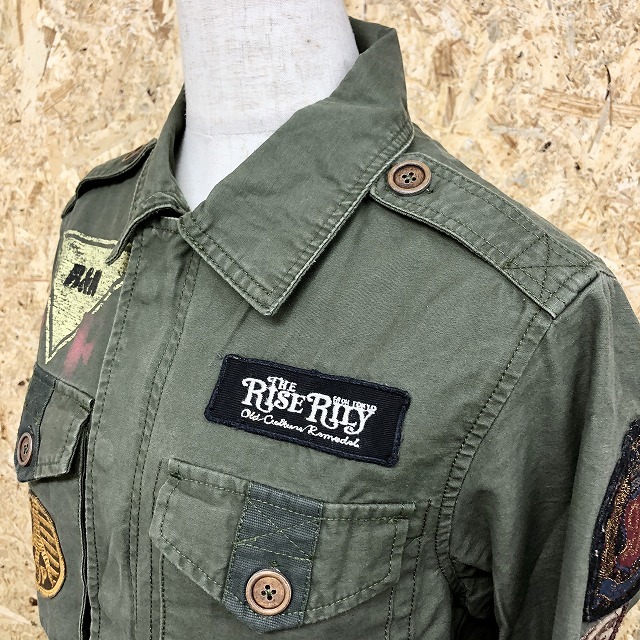 RISE RILY CLOTHINGlaiz Rally M женский тонкий поле жакет пальто точка кнопка × Zip длинный рукав хлопок 100% милитари зеленый 