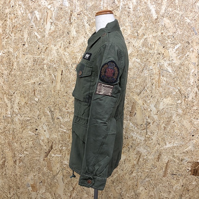 RISE RILY CLOTHINGlaiz Rally M женский тонкий поле жакет пальто точка кнопка × Zip длинный рукав хлопок 100% милитари зеленый 