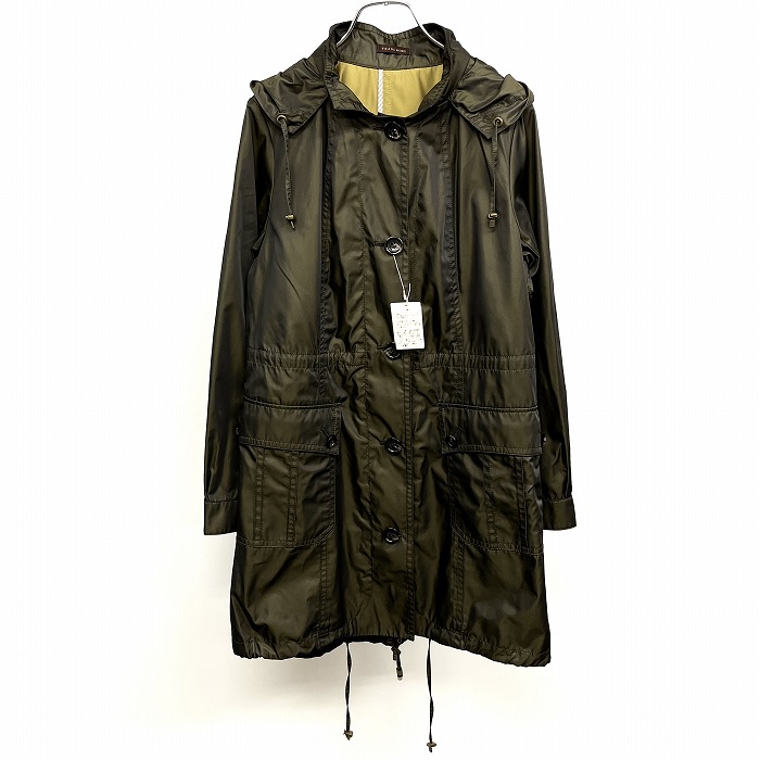  trance Work [ новый товар ]TRANS WORK несколько тонкий Mod's Coat кнопка останавливать капот переустановка возможно глянец длинный рукав поли 100% 40 зеленый хаки женский 