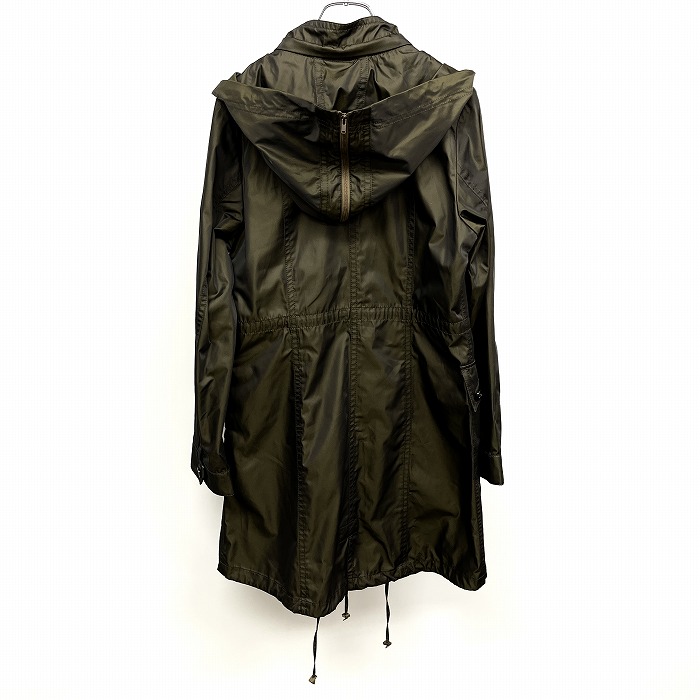 trance Work [ новый товар ]TRANS WORK несколько тонкий Mod's Coat кнопка останавливать капот переустановка возможно глянец длинный рукав поли 100% 40 зеленый хаки женский 
