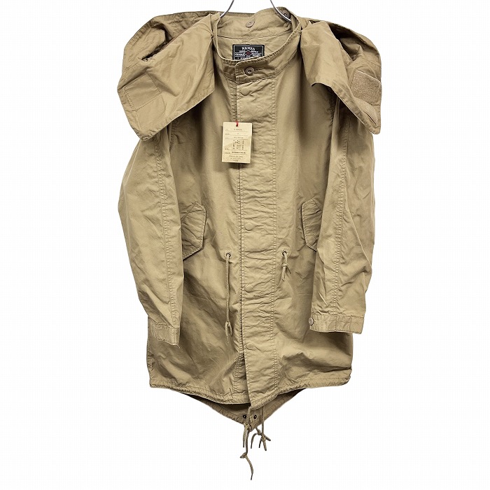 [ новый товар / перевод есть ]NANEA тонкий Mod's Coat подкладка нет капот переустановка возможно одноцветный точка кнопка × Zip длинный рукав хлопок × нейлон F бежевый женский 