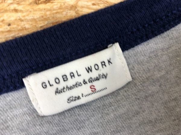 GLOBAL WORK свечение bar Work S размер мужской cut and sewn кардиган 2 карман окантовка длинный рукав хлопок 100% серый × темно-синий × "теплый" белый и т.п. 
