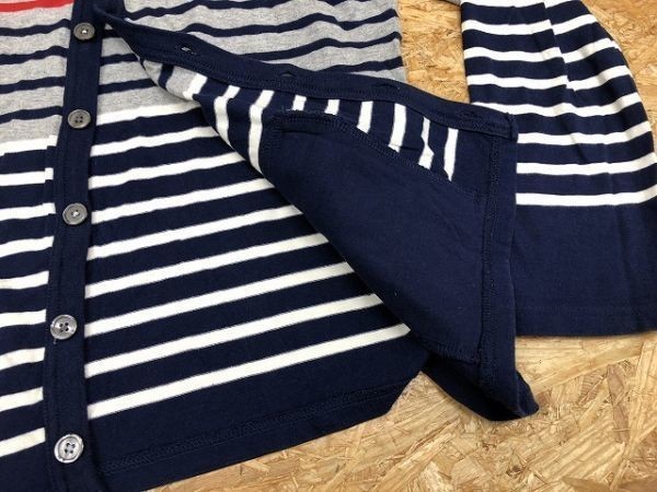 GLOBAL WORK свечение bar Work S размер мужской cut and sewn кардиган 2 карман окантовка длинный рукав хлопок 100% серый × темно-синий × "теплый" белый и т.п. 