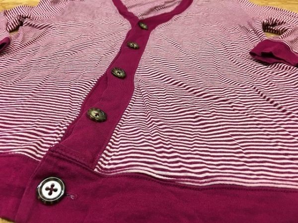  Boycott BOYCOTT cut and sewn кардиган маленький черепаха окантовка половина край рукав 2 карман 2 лиловый × белый фиолетовый × белый мужской 